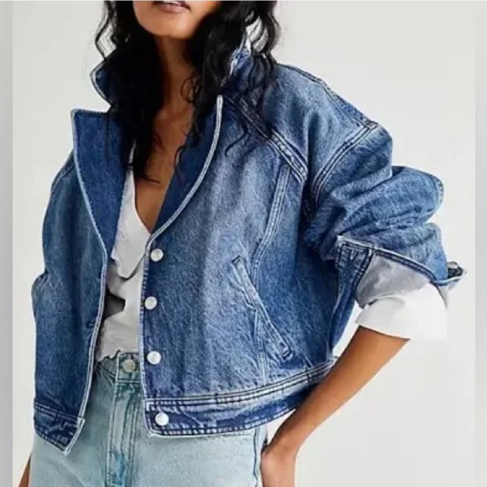 Free People We The Free Now or Never Jean Jacket Size Small